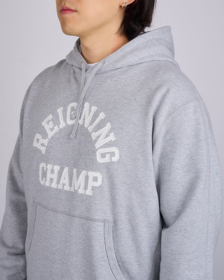 Reigning Champ Midweight Arch Logo Hoodie Heather Grey