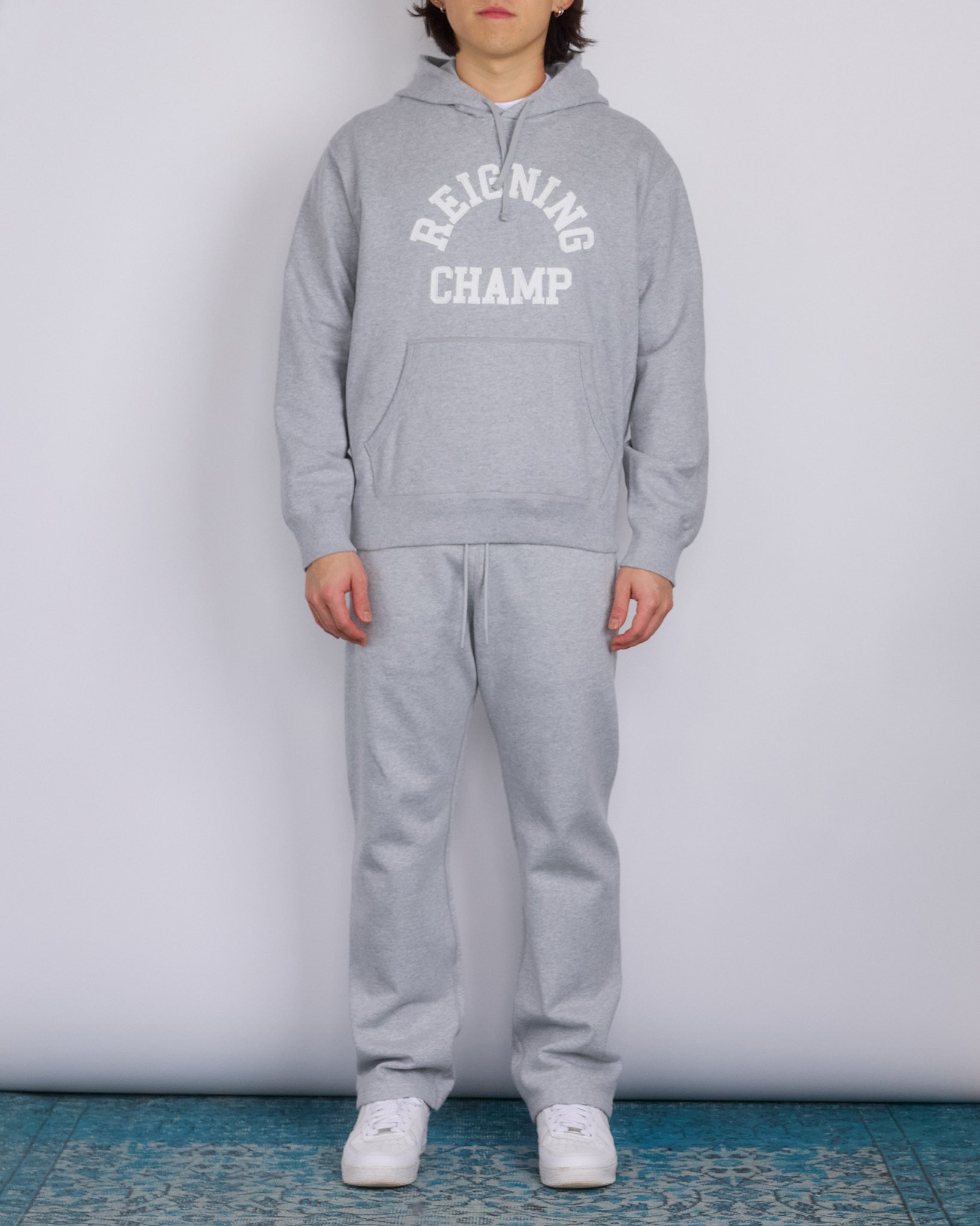 Reigning Champ Midweight Arch Logo Hoodie Heather Grey – LESS 17
