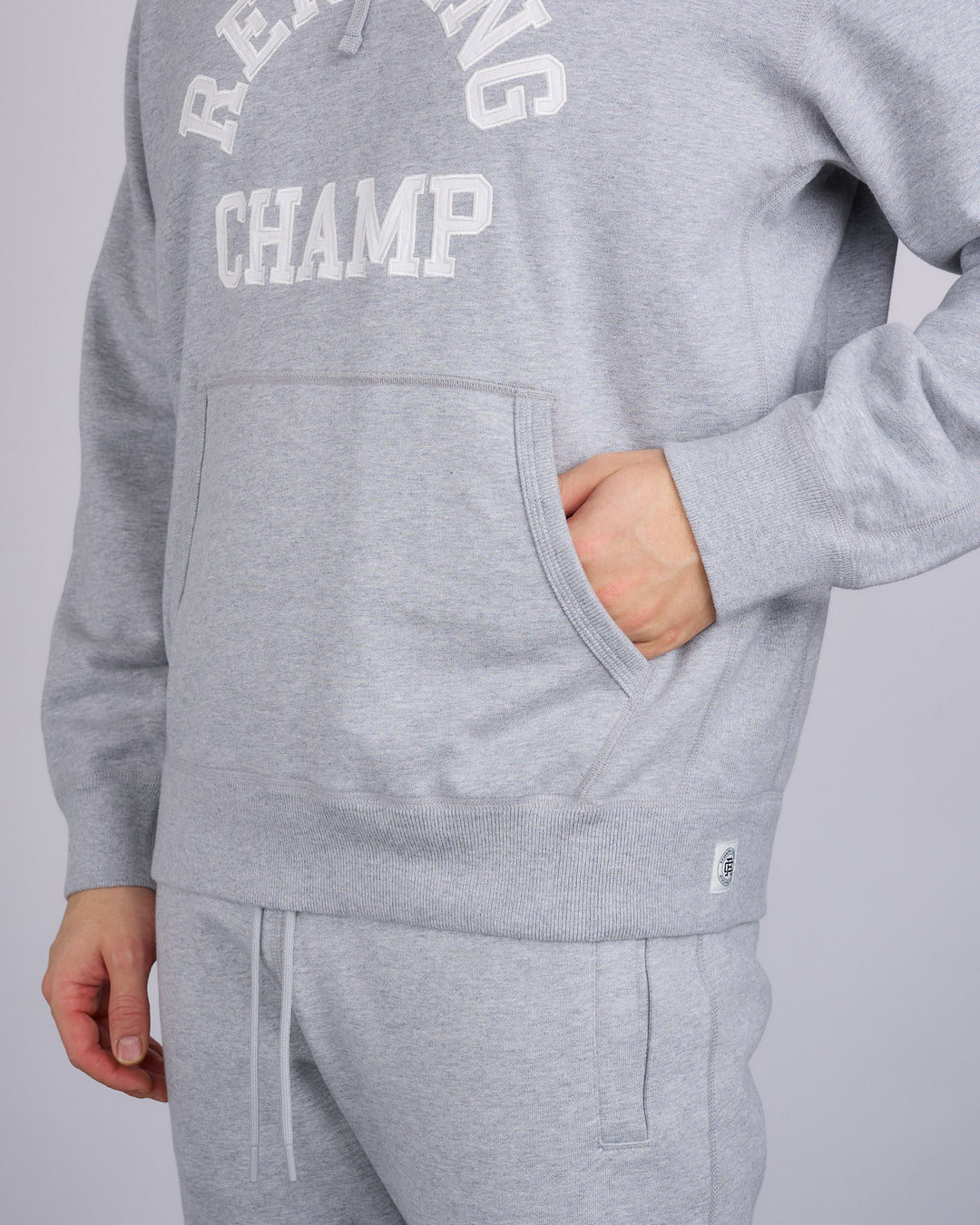 Reigning Champ Midweight Arch Logo Hoodie Heather Grey