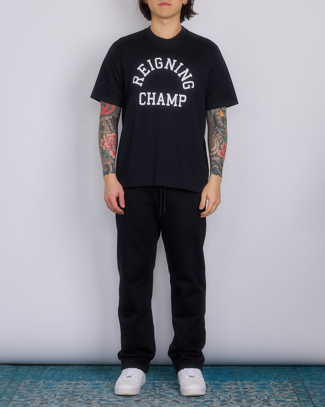 Reigning Champ Midweight Arch Logo T-Shirt Black