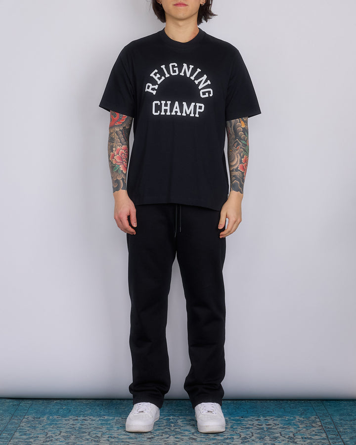 Reigning Champ Midweight Arch Logo T-Shirt Black