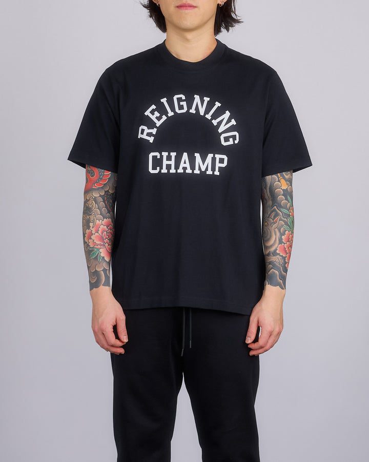 Reigning Champ Midweight Arch Logo T-Shirt Black