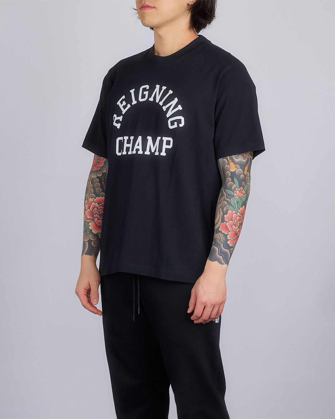 Reigning Champ Midweight Arch Logo T-Shirt Black