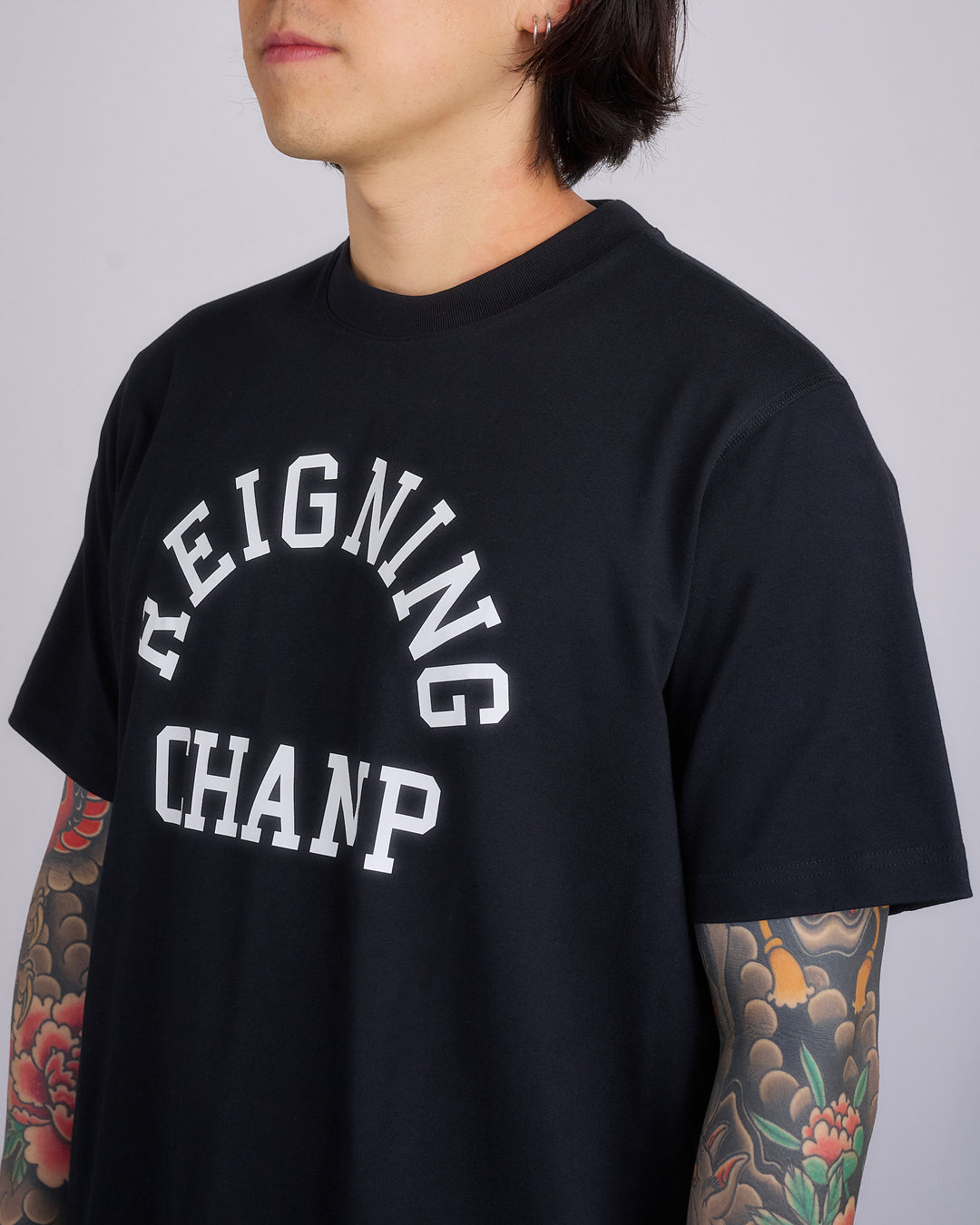 Reigning Champ Midweight Arch Logo T-Shirt Black