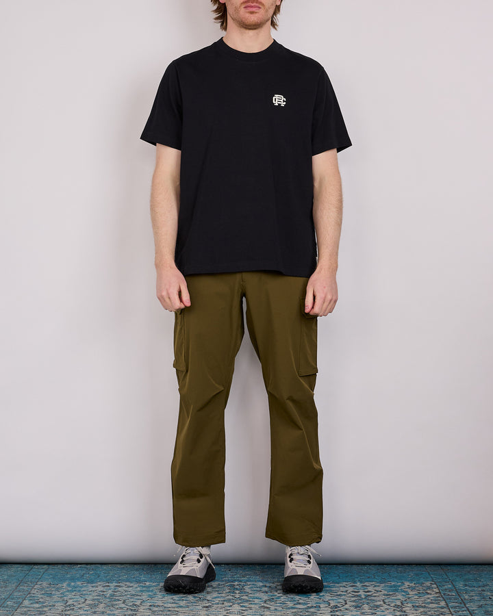 Reigning Champ Midweight Jersey Felt Monogram OG T-Shirt Black-White