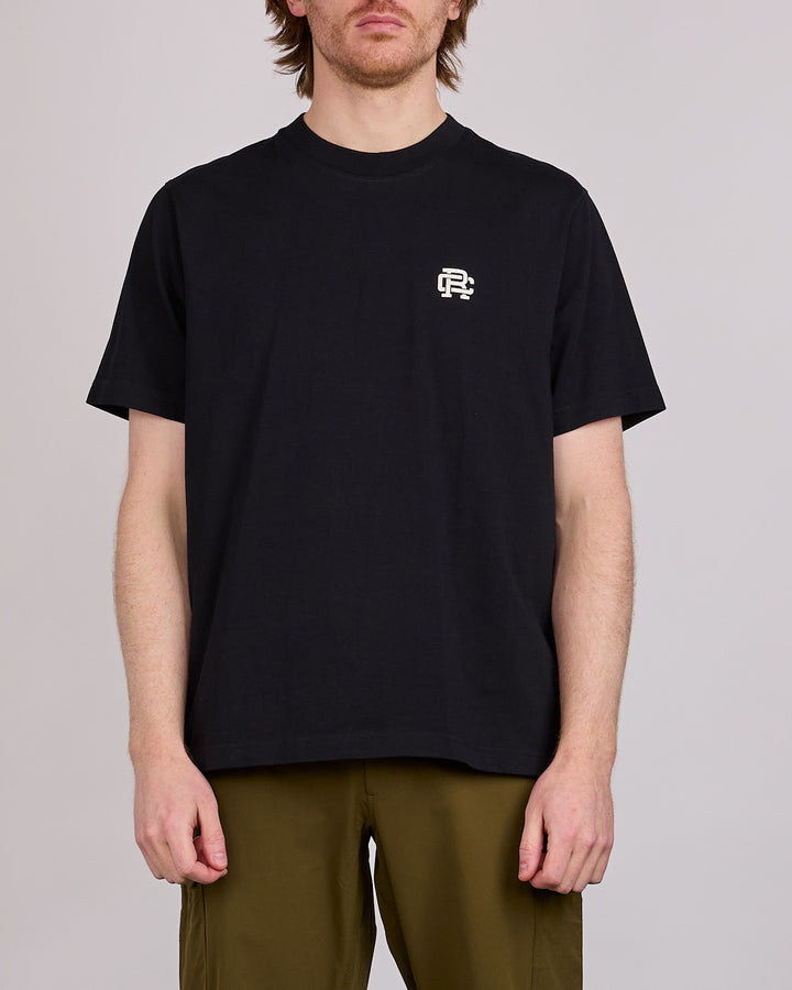 Reigning Champ Midweight Jersey Felt Monogram OG T-Shirt Black-White