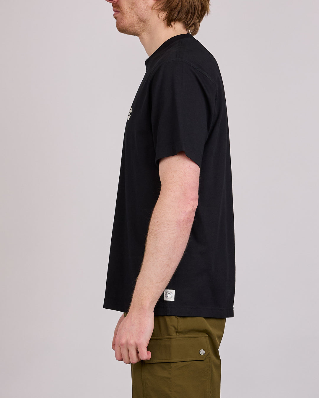 Reigning Champ Midweight Jersey Felt Monogram OG T-Shirt Black-White