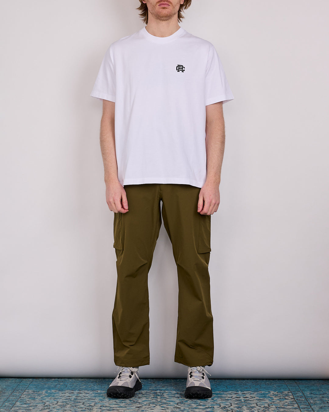 Reigning Champ Midweight Jersey Felt Monogram OG T-Shirt White-Black