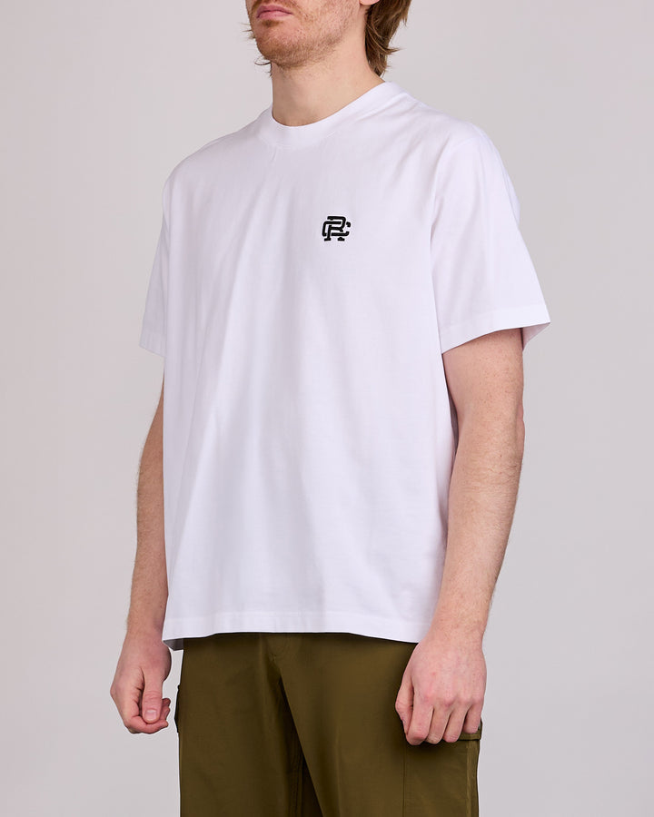 Reigning Champ Midweight Jersey Felt Monogram OG T-Shirt White-Black