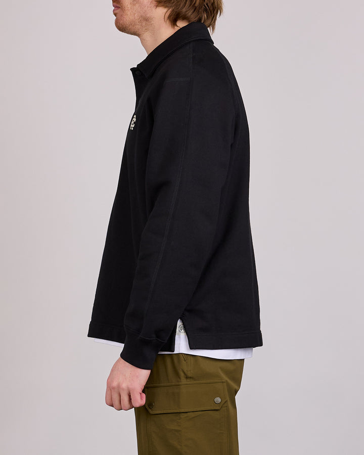 Reigning Champ Midweight Terry Monogram Rugby Shirt Black-White