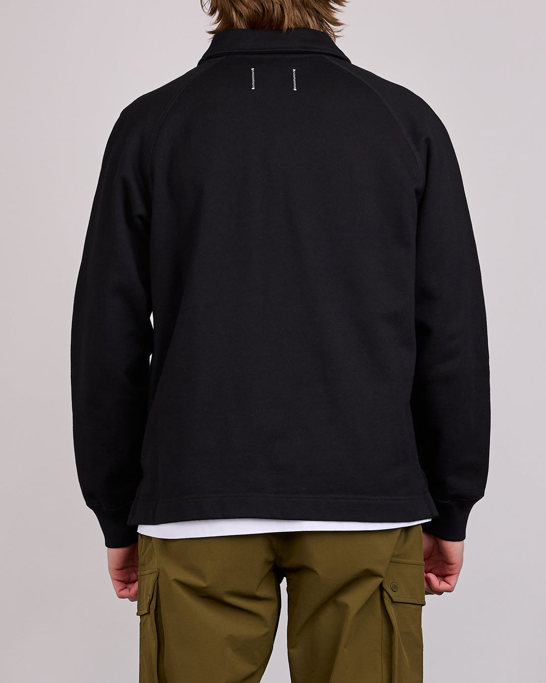 Reigning Champ Midweight Terry Monogram Rugby Shirt Black-White