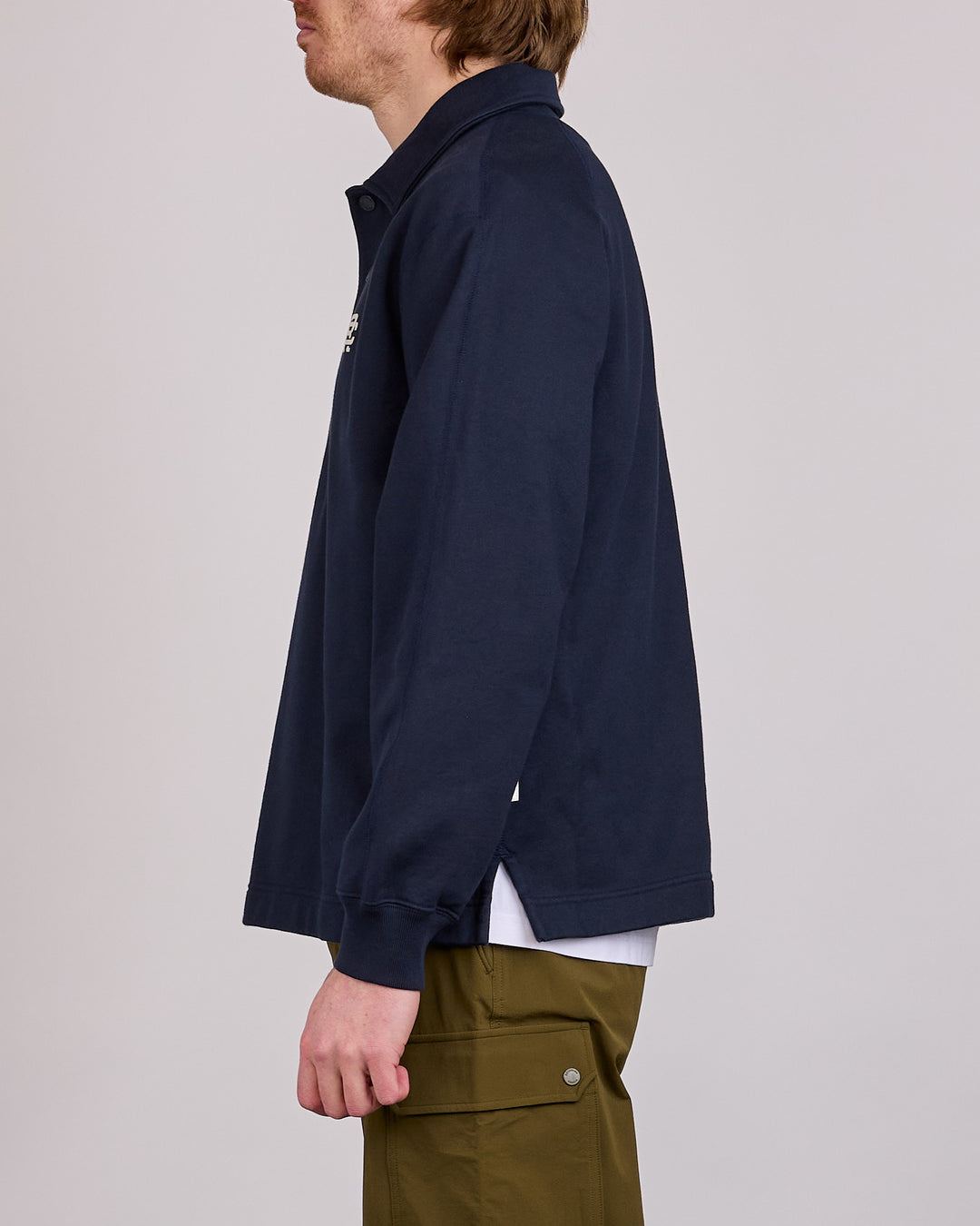 Reigning Champ Midweight Terry Monogram Rugby Shirt Navy-White