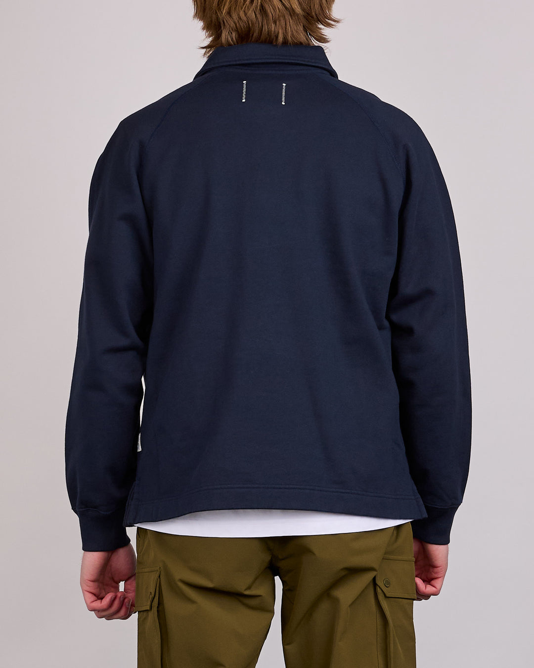 Reigning Champ Midweight Terry Monogram Rugby Shirt Navy-White