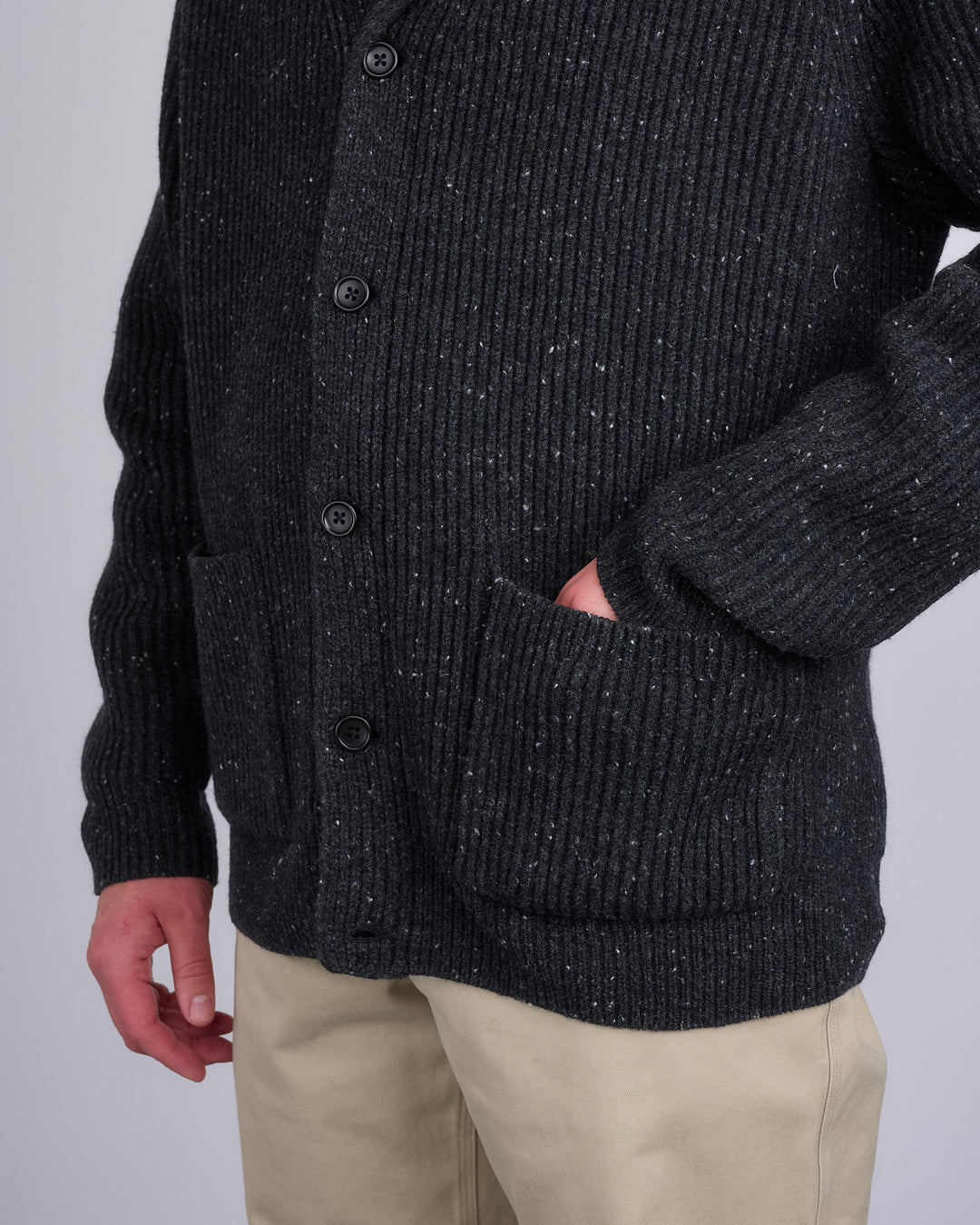 Reigning Champ Nep Merino Kenny Shawl Cardigan Black