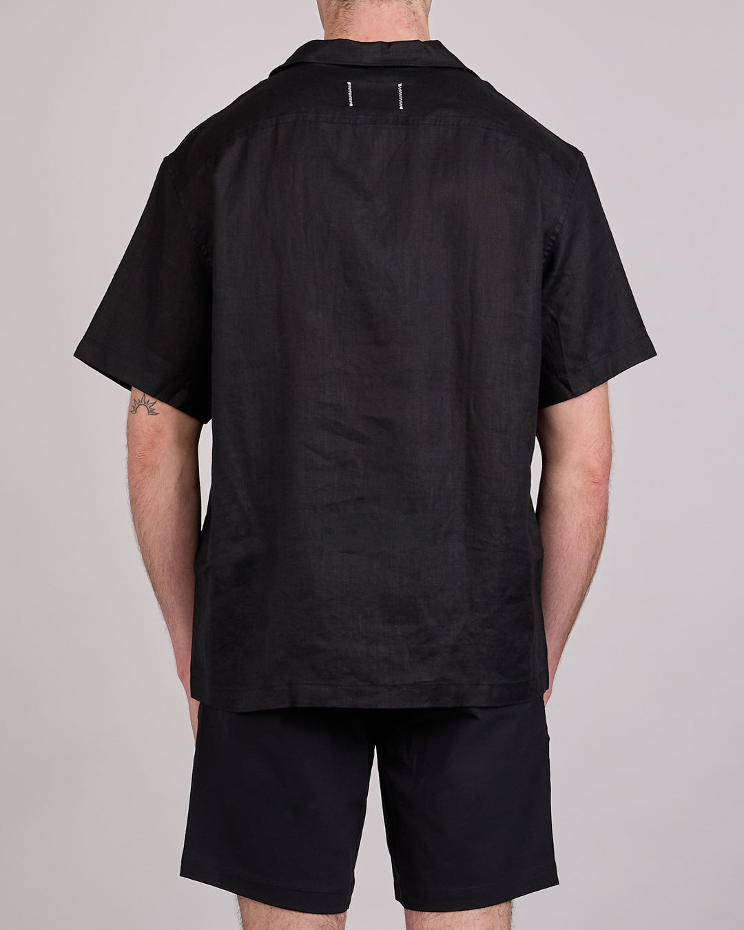 Reigning Champ Retreat Linen Camp Collar Button Shirt Black