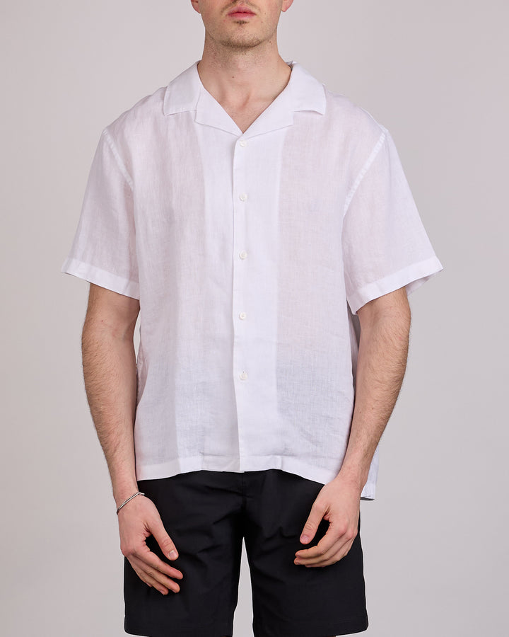 Reigning Champ Retreat Linen Camp Collar Button Shirt White