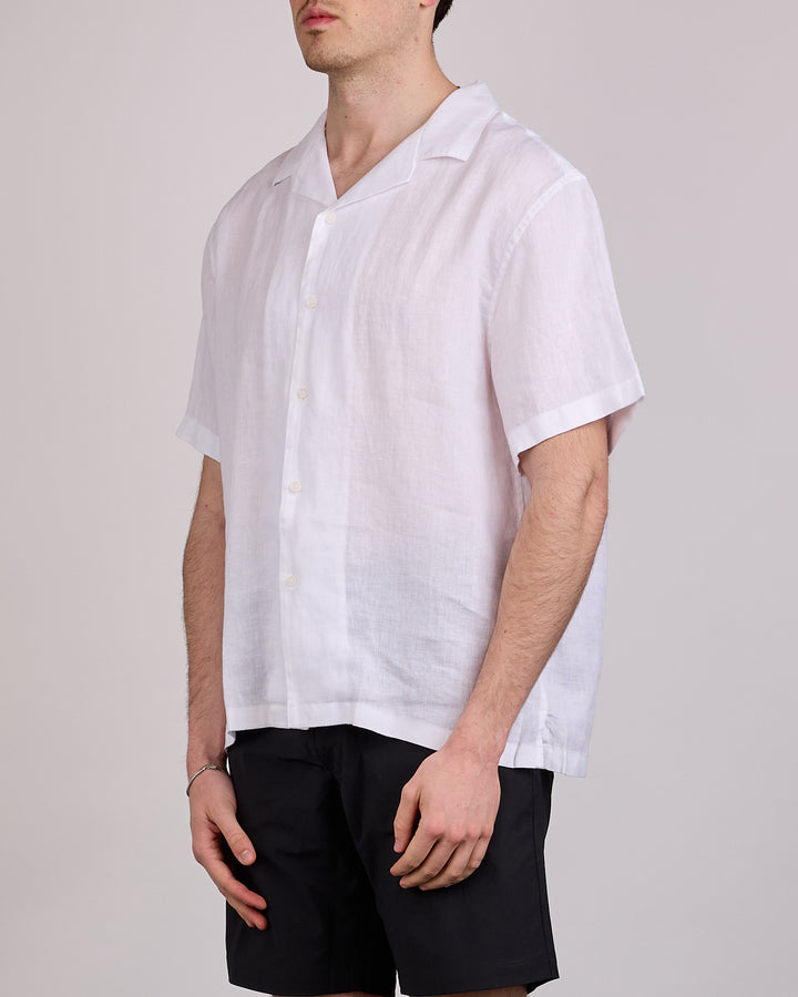 Reigning Champ Retreat Linen Camp Collar Button Shirt White