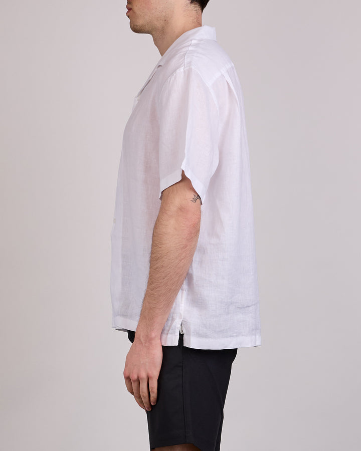 Reigning Champ Retreat Linen Camp Collar Button Shirt White