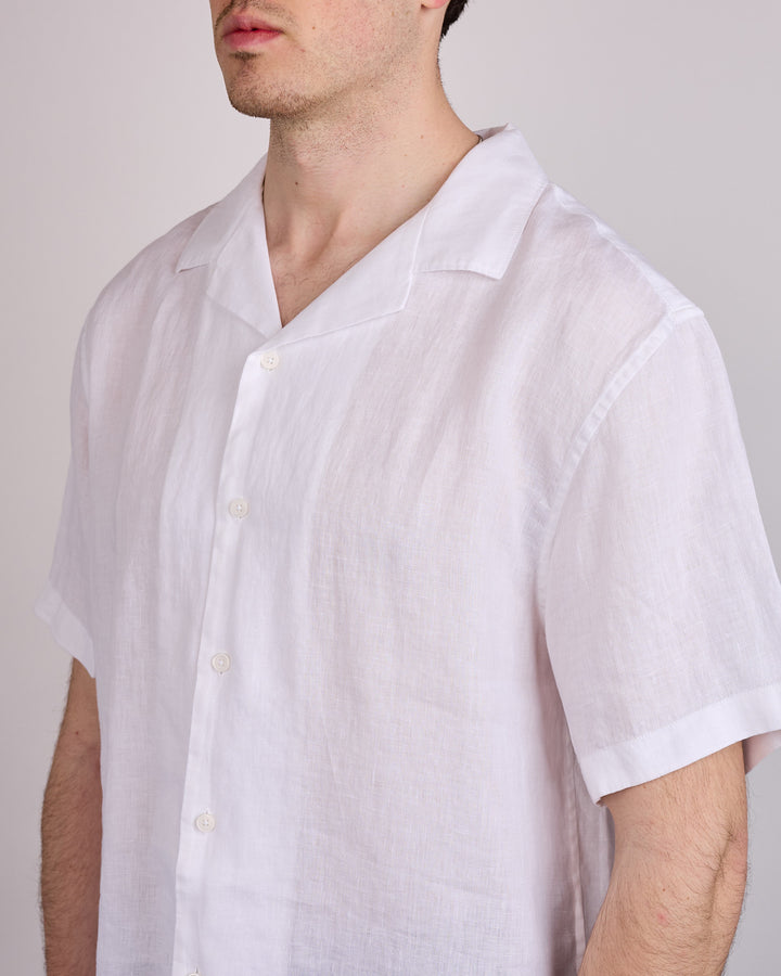 Reigning Champ Retreat Linen Camp Collar Button Shirt White