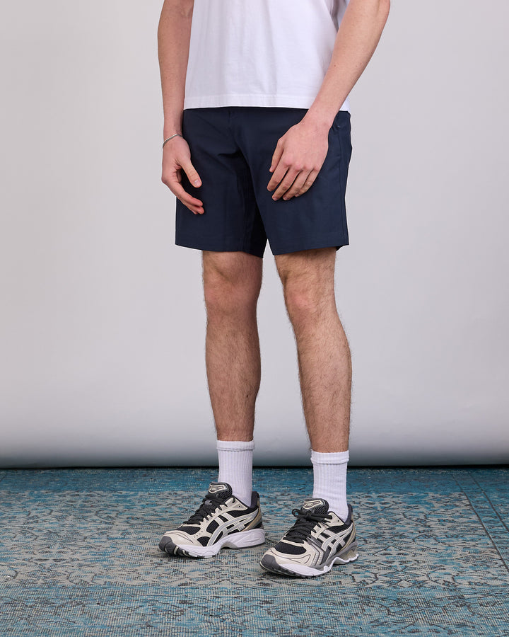 Reigning Champ Stretch Warp Knit 9-Inch Coach's Slim Short Navy