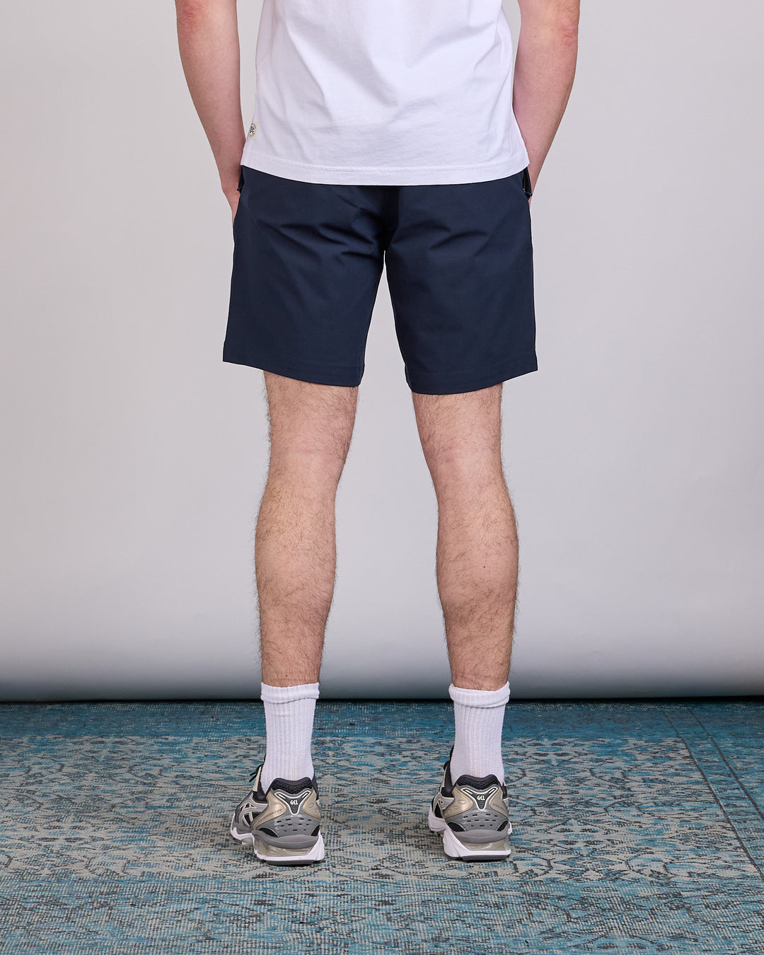 Reigning Champ Stretch Warp Knit 9-Inch Coach's Slim Short Navy