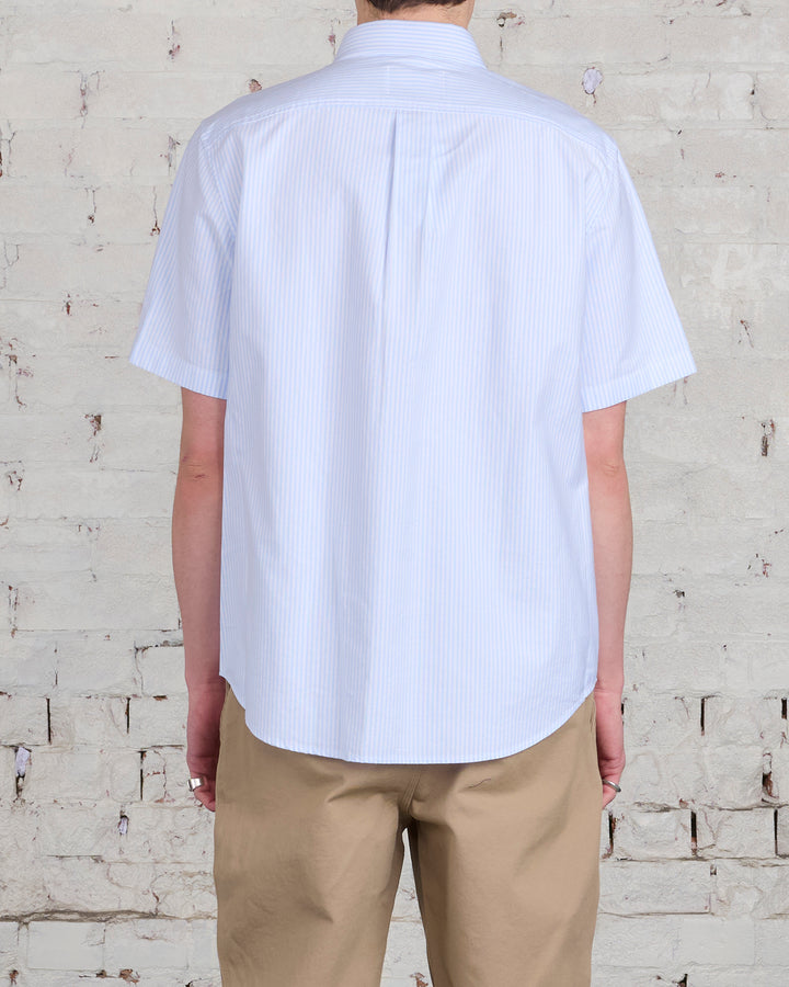 Reigning Champ Windsor Short Sleeve Oxford Button Shirt White Blue