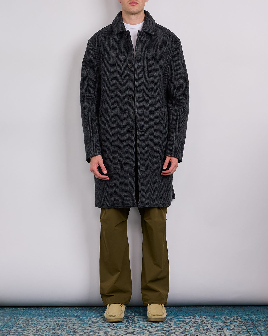 Reigning Champ Wool Herringbone Scout Coat Black-Grey