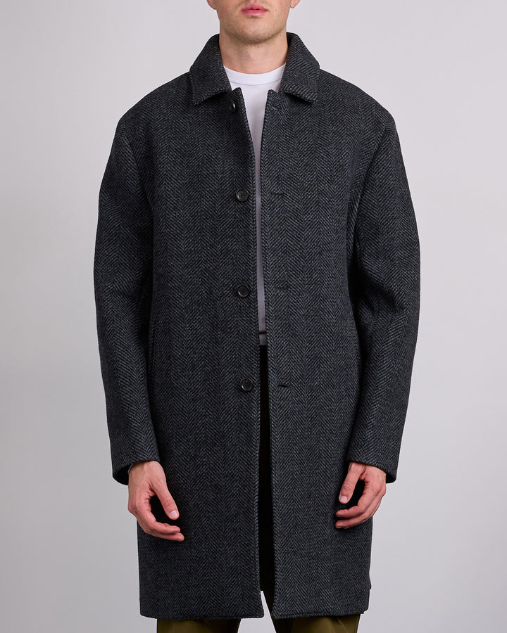 Reigning Champ Wool Herringbone Scout Coat Black-Grey