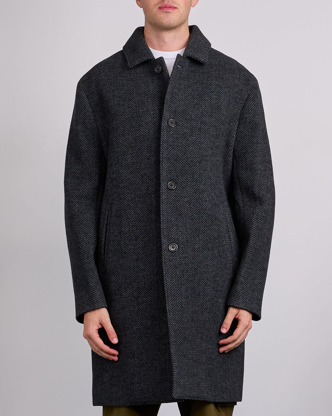 Reigning Champ Wool Herringbone Scout Coat Black-Grey