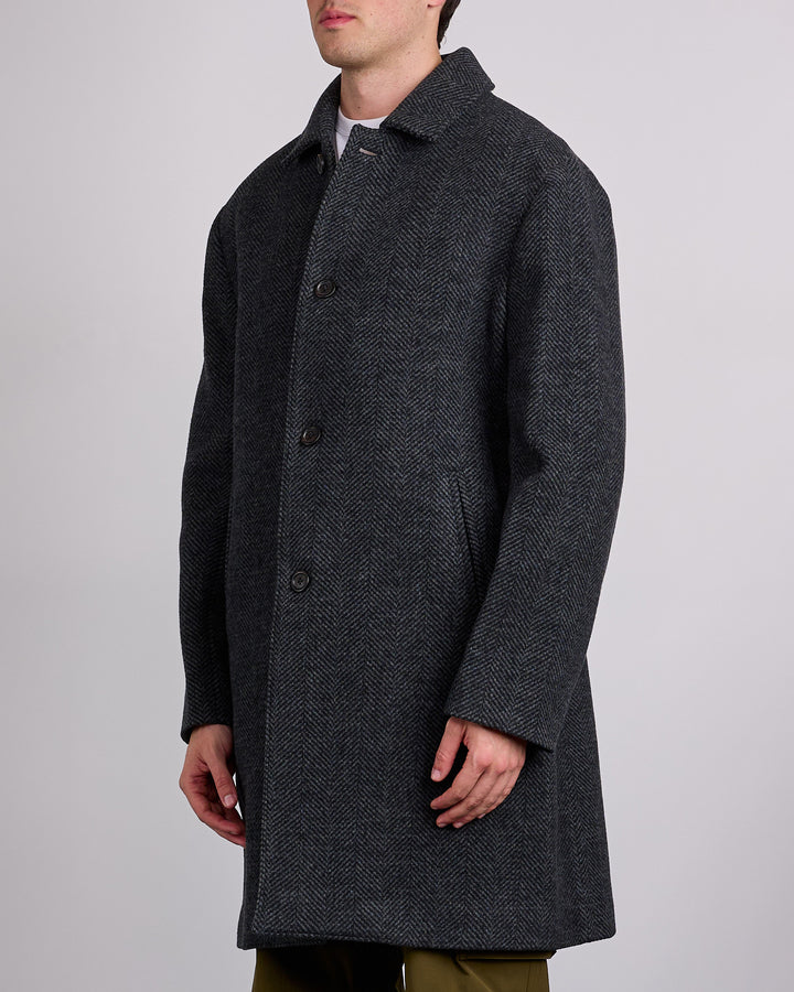 Reigning Champ Wool Herringbone Scout Coat Black-Grey