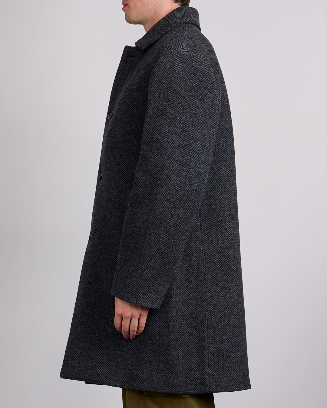 Reigning Champ Wool Herringbone Scout Coat Black-Grey