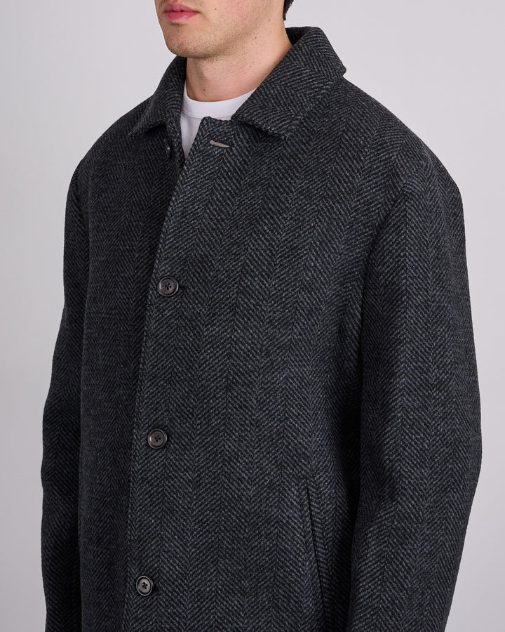 Reigning Champ Wool Herringbone Scout Coat Black-Grey