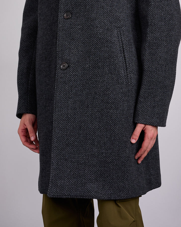 Reigning Champ Wool Herringbone Scout Coat Black-Grey