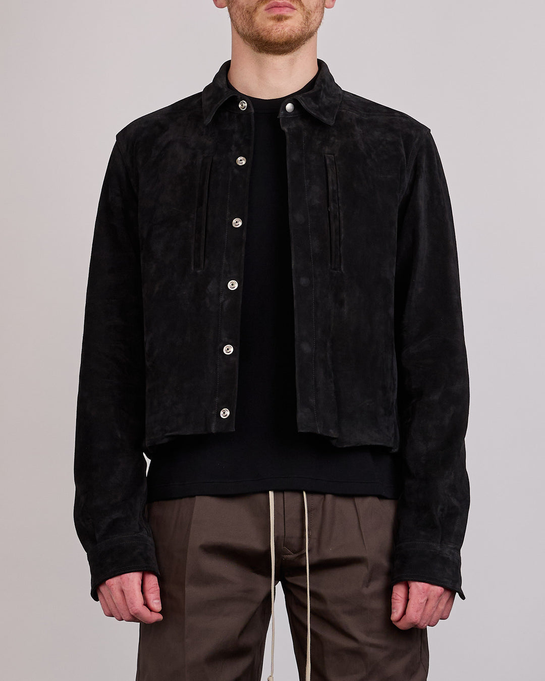 Rick Owens Alice Jacket Indigo Suede Black