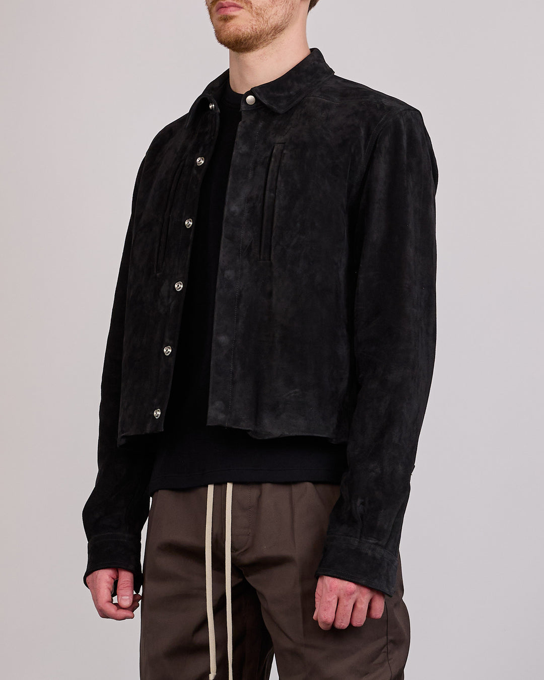 Rick Owens Alice Jacket Indigo Suede Black