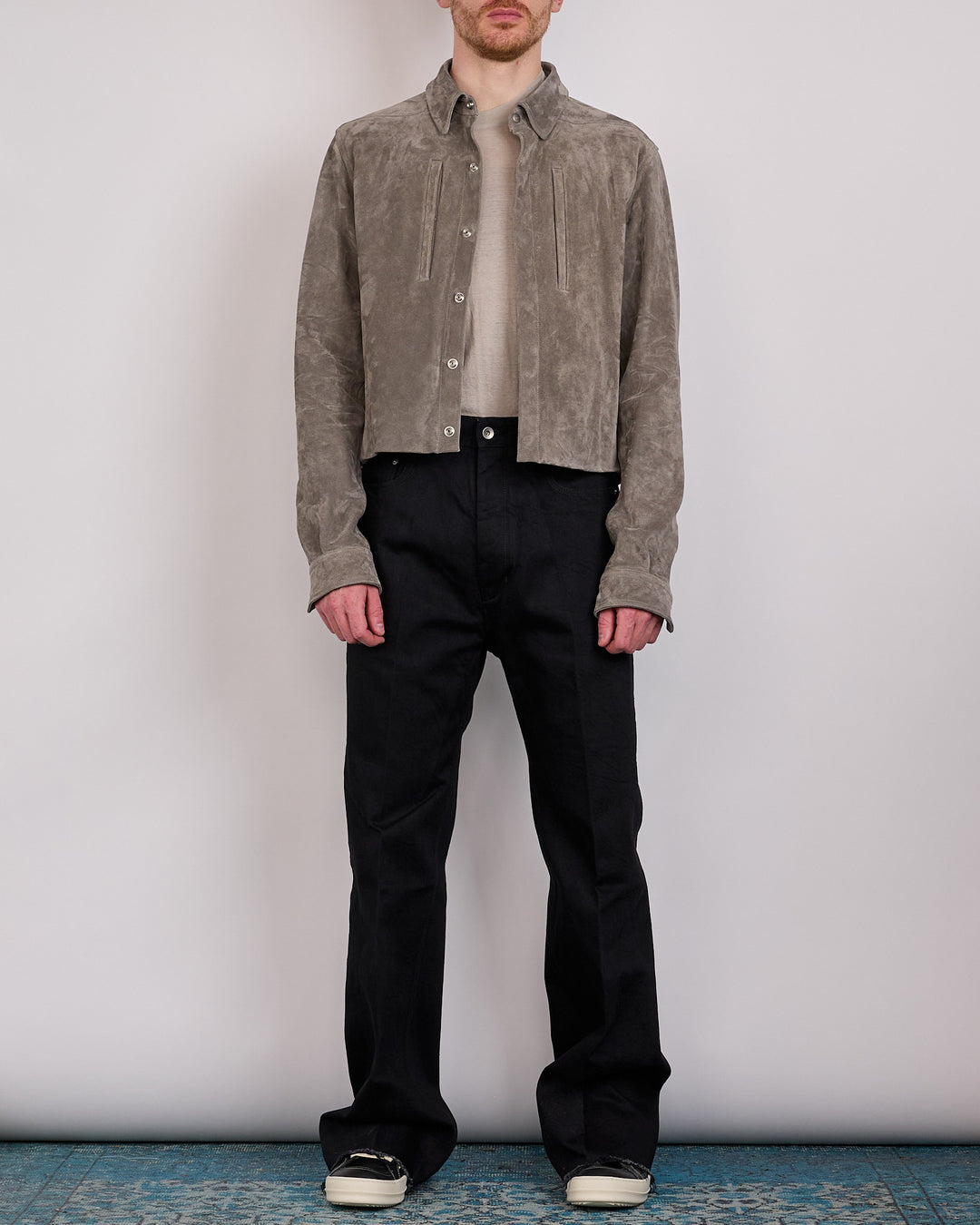 Rick Owens Alice Jacket Indigo Suede Steel
