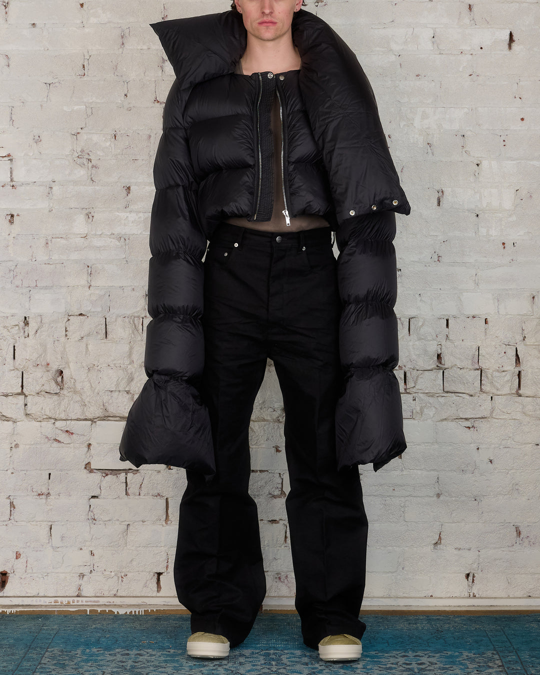 Rick Owens Cropped Puffer Jacket in Black