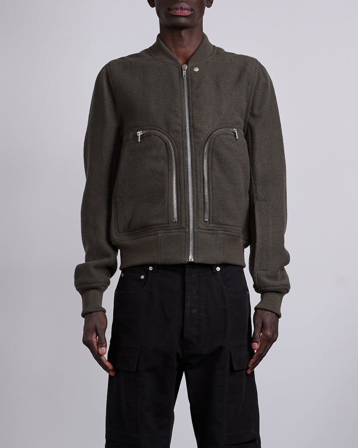 Rick Owens Bauhaus Flight Jacket Boiled Wool Bosco