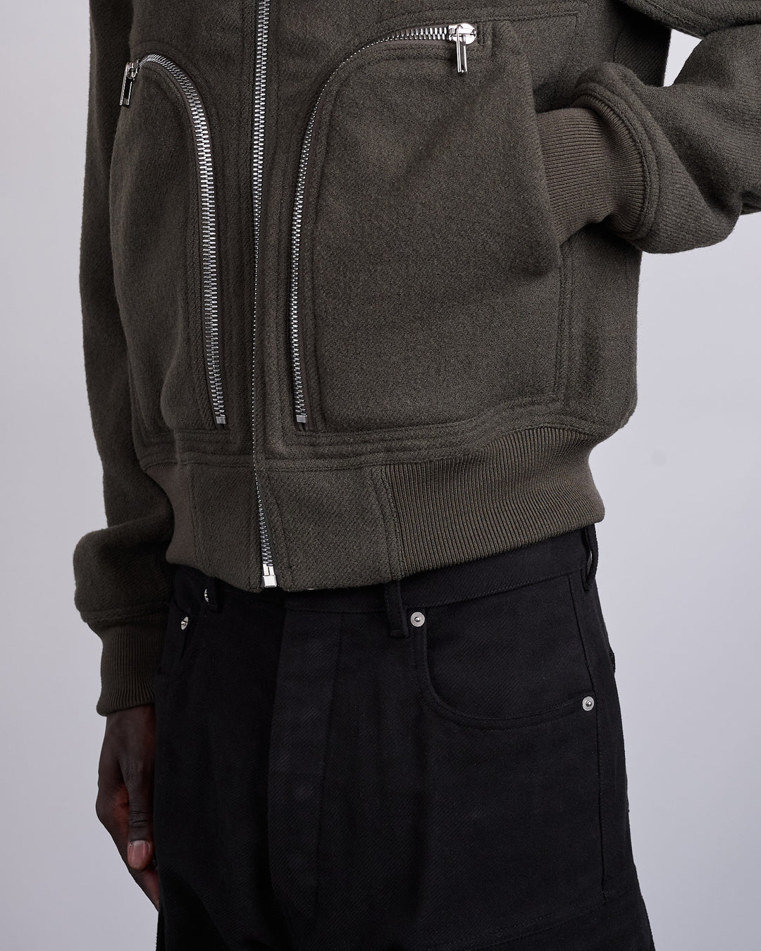 Rick Owens Bauhaus Flight Jacket Boiled Wool Bosco