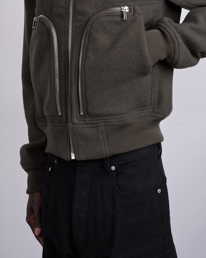 Rick Owens Bauhaus Flight Jacket Boiled Wool Bosco