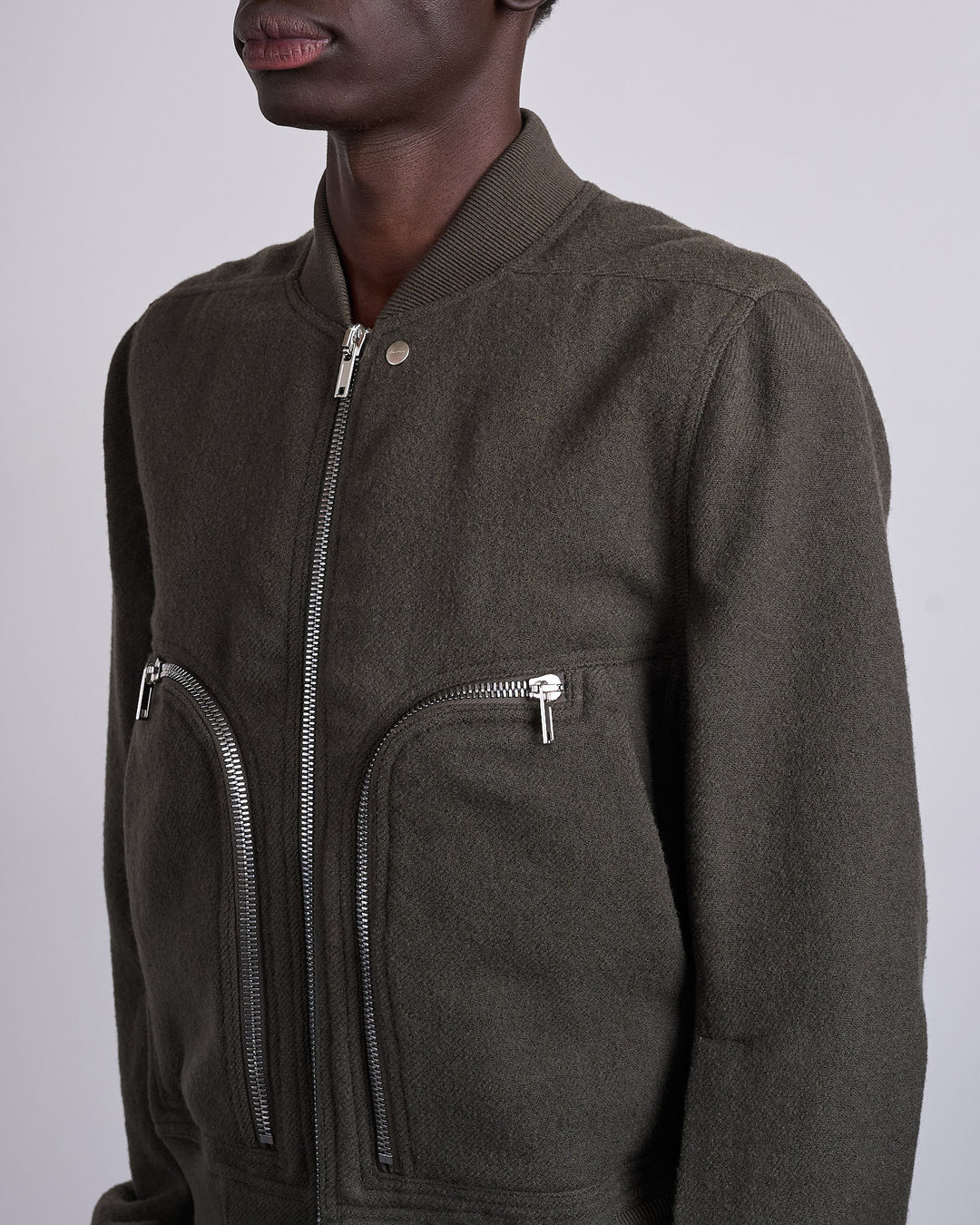 Rick Owens Bauhaus Flight Jacket Boiled Wool Bosco