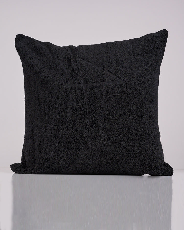 Rick Owens Beach Pentagram Heavy Cotton Terry Pillow Black