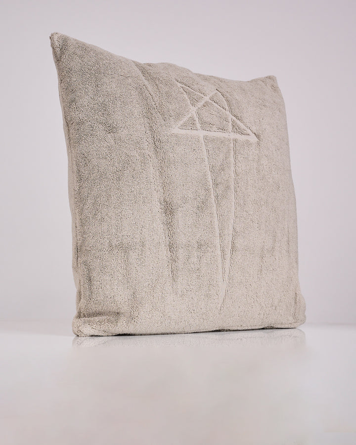Rick Owens Beach Pentagram Heavy Cotton Terry Pillow Pearl