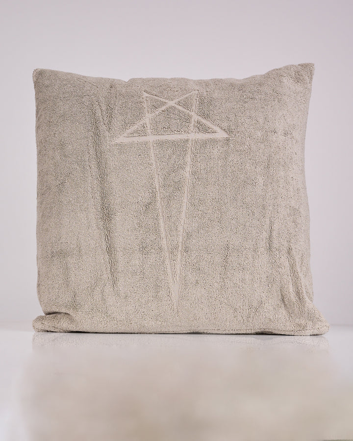 Rick Owens Beach Pentagram Heavy Cotton Terry Pillow Pearl