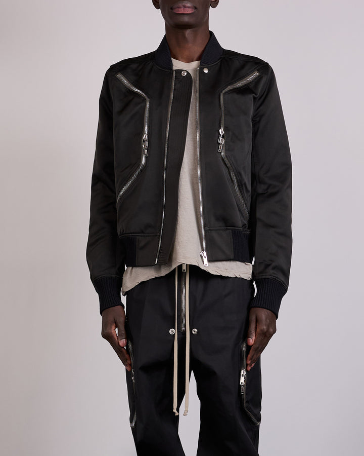 Rick Owens Blixa Flight Jacket Tech Duchesse Black