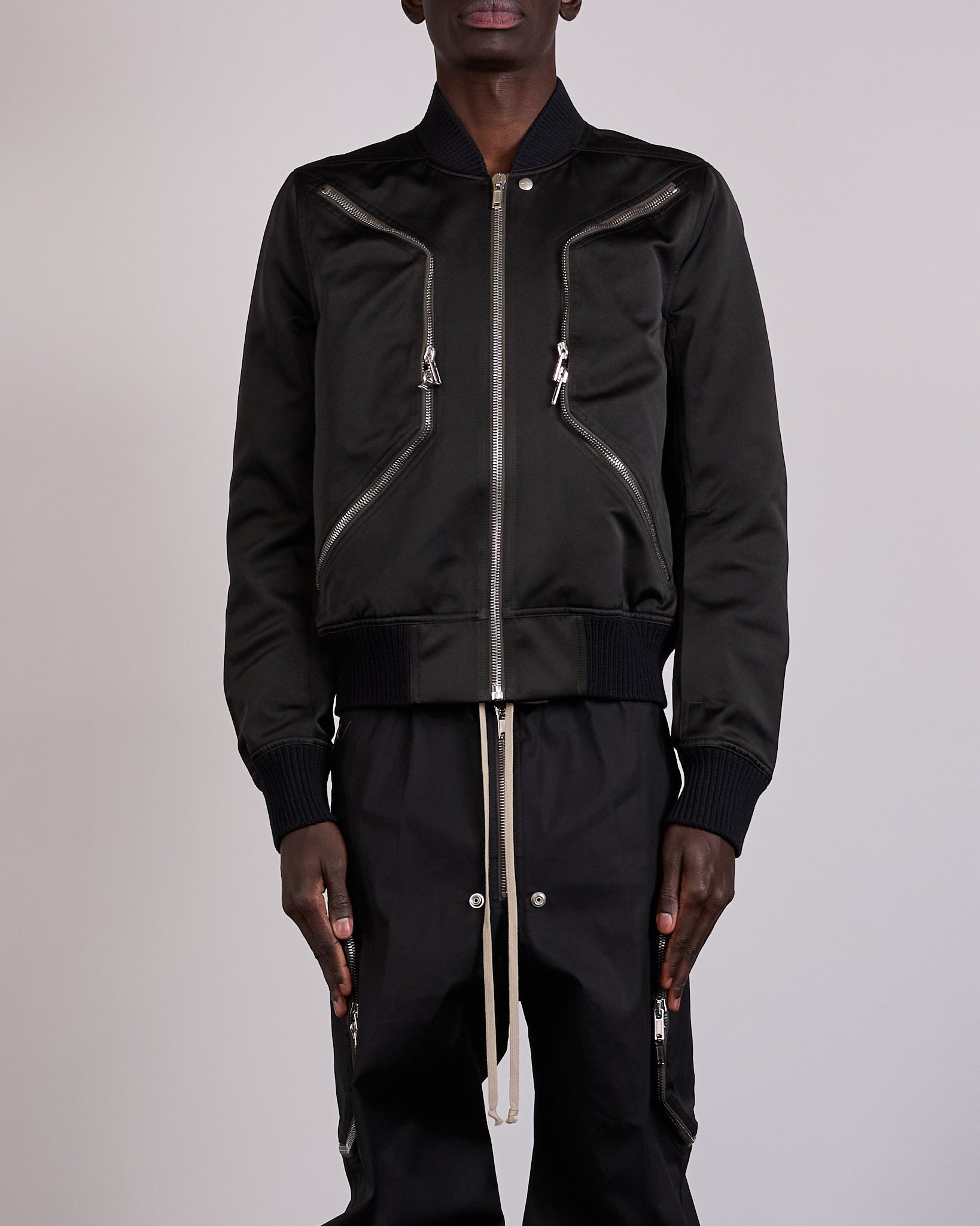 Rick Owens Blixa Flight Jacket Tech Duchesse Black – LESS 17
