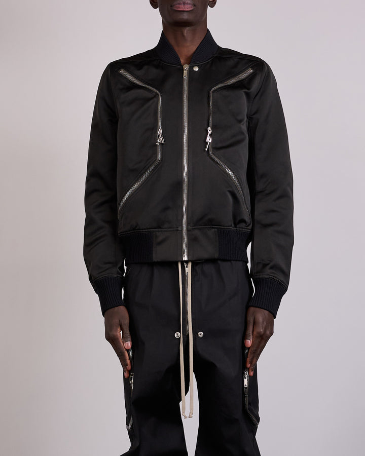 Rick Owens Blixa Flight Jacket Tech Duchesse Black
