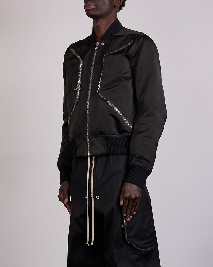 Rick Owens Blixa Flight Jacket Tech Duchesse Black