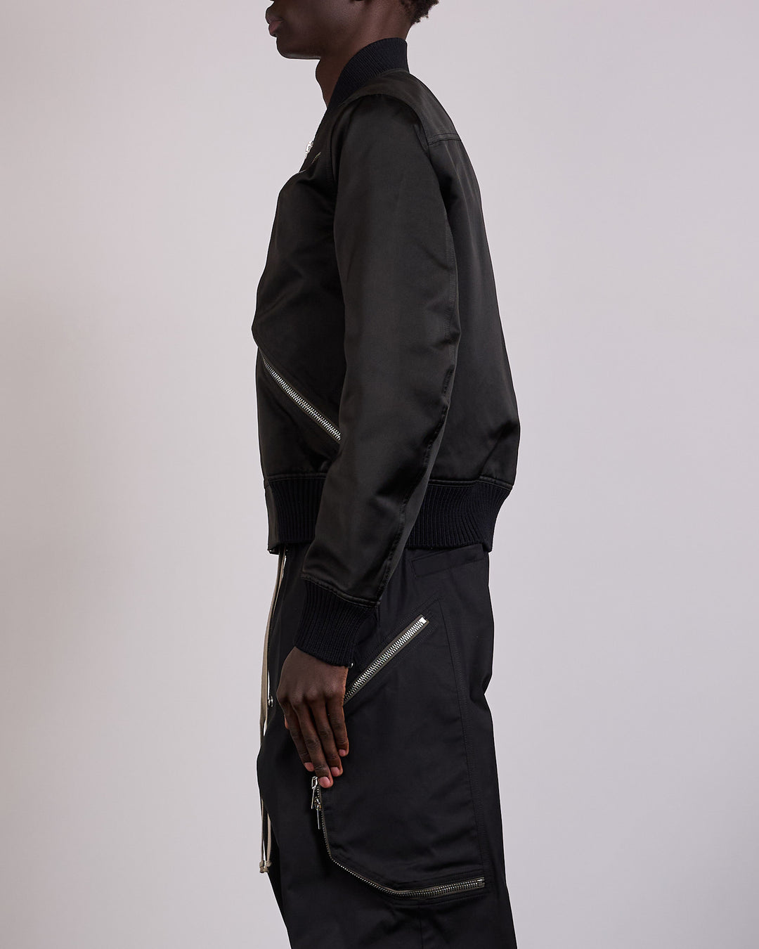 Rick Owens Blixa Flight Jacket Tech Duchesse Black