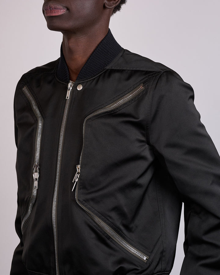 Rick Owens Blixa Flight Jacket Tech Duchesse Black